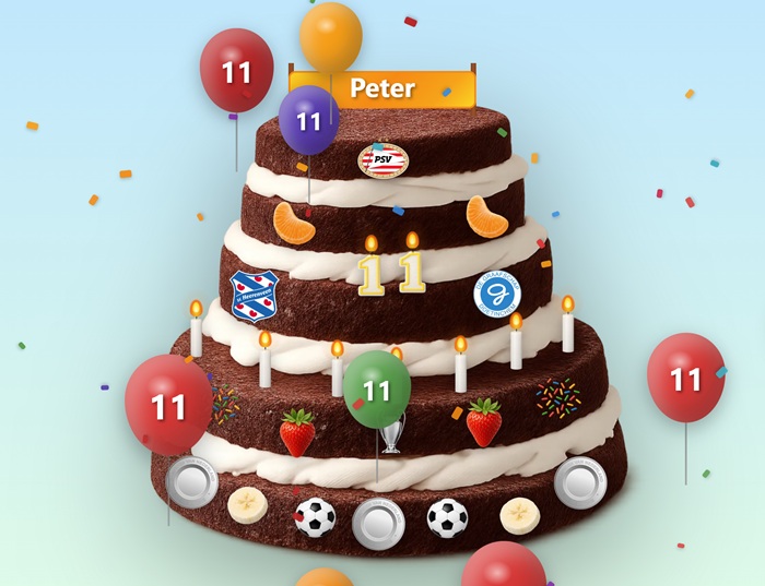 Digibord verjaardagstaart: thema voetbal